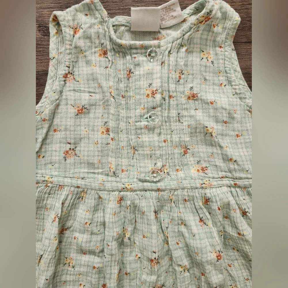 GAP Green Floral And Plaid Dress